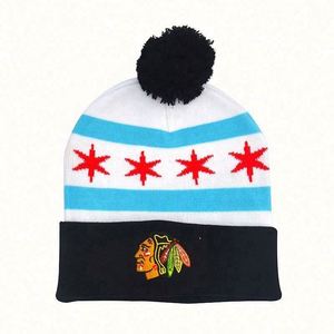 Custom <b>Hat</b> Winter Warm Cap Embroidered Knitted <b>Hat</b> Fan Jacquard Acrylic <b>Hat</b> - Product Image 4