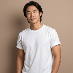 Camiseta de Algodón Blanca para Hombre, Corte Regular, Cuello Redondo, Manga Corta, Color Sólido Informal, Diseño Liso de Punto Jersey - Product Image 1