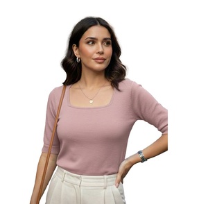 Tops de Punto Delgados de Verano para Mujer, Tejido Elástico Suave y Cómodo, Diseño Ligero y Transpirable para Uso Diario - Product Image 1
