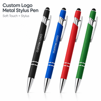 Stylos à bille métalliques rétractables 2-en-1 de luxe avec logo personnalisé, pointe tactile pour cadeaux d'entreprise