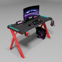 Table de jeu Yz, bureau d'ordinateur, bureau de travail en forme de PC, style moderne noir, mobilier de bureau à domicile, table compacte convertible en métal pour ordinateur portable