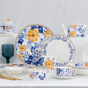 PITO Horeca vente en gros fabricant de porcelaine porcelaine ensemble de vaisselle de fête en céramique de luxe de style nordique assiette de dîner occidentale