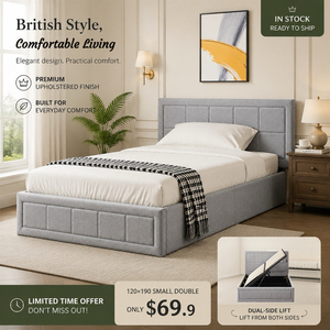 Disponibile a Basso Prezzo, Letto Morbido Queen/Double Size con Struttura Imbottita in Tessuto, Arredamento per Casa e Appartamento con Design Personalizzabile - Product Image 1