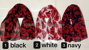 Offre Spéciale Rouge <span class=keywords><strong>Coquelicot</strong></span> Fleur Foulards Pour femmes Léger Fleurs Châle Wraps - Product Image 4