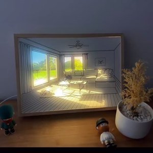 Nueva cabecera 3D arte de pared decoración del hogar foto <span class=keywords><strong>paisaje</strong></span> pintura Marco de imagen Natural Visual Led madera acrílico lámpara de noche Luz - Product Image 5
