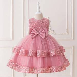 Robe de princesse à sequins pour enfant, robe de demoiselle d'honneur pour fille, tenue de spectacle, robe de soirée pour bébé, tenue de scène formelle pour tout-petit, vêtements de danse - Product Image 4