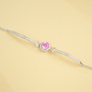 Cultivated Padparadscha Pink Blue Sapphire <b>Bracelet</b> Shiny Fashion Trendy Everyday Birthday Gift Surprise Girls L - Product Image 5