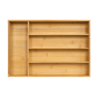Organisateur de tiroir de cuisine rectangulaire en bambou multifonctionnel personnalisé pour le rangement des couverts, plateau de rangement brillant, style oriental