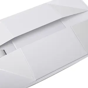 Di lusso nero lembo coperchio imballaggio in cartone rigido su misura scatole pieghevoli personalizzate chiusura magnetica scatola regalo con nastro