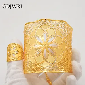 GDJWRI H32 luxury18k kadınlar bilezik bileklik yüzük ile ayarla eşleşen dubai 10 gram altın bilezik tasarımları