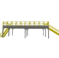 Système de plancher mezzanine en métal à usage intensif personnalisé avec escaliers en acier pour le stockage en entrepôt