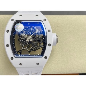 Reloj de pulsera de caucho con esfera de esqueleto de alta calidad, correa de caucho blanca, movimiento y caja de cerámica. - Product Image 2
