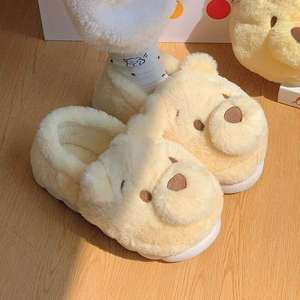 شباشب شتوية ناعمة ودافئة بالجملة، نعال داخلية على شكل حيوانات دببة محشوة للأطفال - Product Image 3