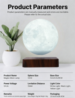 Lampe lune lévitante Maglev, imprimée en 3D, ornement de maison, veilleuse, décoration technologique, cadeau pour la Saint-Valentin chinoise