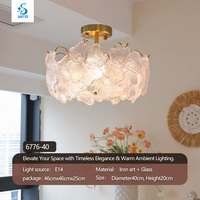 Plafonnier LED en verre de style français, luxe léger, trèfle à quatre feuilles, 40 cm, contrôle par application, pour salon, salle à manger, chambre principale