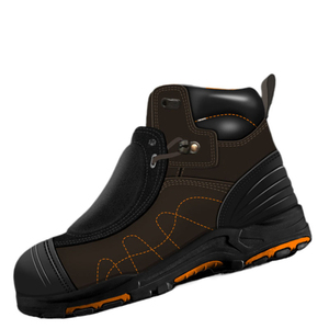 Bottes de travail d'hiver imperméables pour hommes DSF1028, en cuir marron, à tige haute avec embout en acier, OEM ODM - Product Image 3