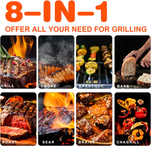 Grill Barbecue Elettrico a Pellet 8 <span class=keywords><strong>in</strong></span> 1 <span class=keywords><strong>in</strong></span> Metallo Verniciato a Polvere Moderno, Portatile, con Controllo della Temperatura per Campeggio e Camper - Product Image 6