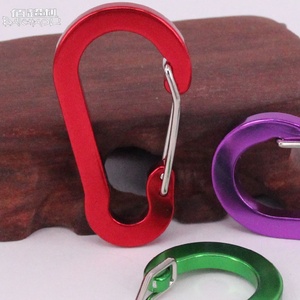 Giá rẻ 5 hình Hợp kim nhôm Keychain khắc logo phẳng dây thép ngoài trời Cắm Trại Đi Bộ Đường Dài Kim Loại Carabiner móc Đen - Product Image 4