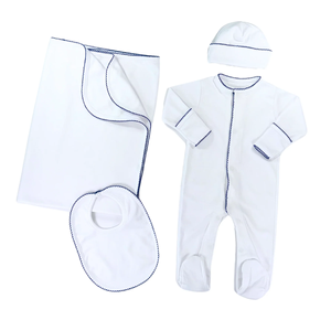 Ropa de Recién Nacido, Mono con Monograma, 100% Algodón Blanco, Ribete Picot, Traje para Llegada del Bebé, Regalo Suave para Baby Shower - Product Image 2