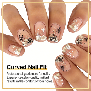 <span class=keywords><strong>Uñas</strong></span> Acrílicas Doradas con Purpurina para Navidad, Diseño <span class=keywords><strong>de</strong></span> Copos <span class=keywords><strong>de</strong></span> Nieve, Cobertura Completa, Acabado Brillante, Puntas Largas, Patrón <span class=keywords><strong>de</strong></span> Mariposa para Dedos - Product Image 4