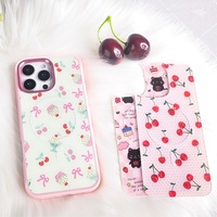 Coque de téléphone à panneau arrière magnétique remplaçable pour iphone 17 / 17pro/17promax/17air avec la cerise et le gâteau dorés