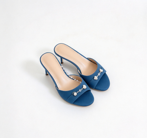 Chaussures d'été pour femmes à talons carrés en PU mat, à bout fermé, à enfiler, avec bride arrière, talon compensé en caoutchouc de 5 cm - Product Image 3