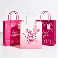 Sacs cadeaux en papier rose personnalisés pour la Saint-Valentin, sacs shopping imprimés avec message d'amour pour mariage, anniversaire, emballage