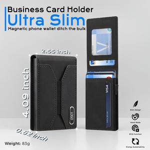Nouveau Portefeuille RFID pour Hommes en Cuir PU Intelligent avec Fermeture Magnétique <span class=keywords><strong>Magsafe</strong></span>, Porte-Cartes en Aluminium Métallique Fin pour iPhone - Product Image 4