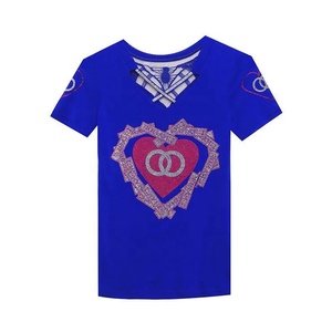 Femmes coeur imprimé strass brillant paillettes entrecroisé maille vêtements <span class=keywords><strong>Rock</strong></span> Tee hauts discothèque à manches courtes chemises fête T-shirt - Product Image 6