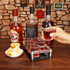 Porte-plateau de service en plastique acrylique moderne personnalisé avec 6 verres à liqueur carrés de 2 oz pour <span class=keywords><strong>Jager</strong></span> Bomb - Product Image 4