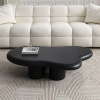 Table basse de rangement en bois irrégulière en forme de nuage ondulé blanc moderne Kainice avec plateau en fibre de verre pour salon