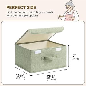 Modern Rectangular Fabric Storage Box <b>Bins</b> Flip-Top Lid Collapsible Stackable 3 Handles for Clothes - Product Image 2