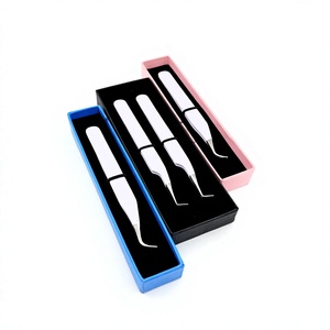 Pince à épiler GETUP BROSONS IMPEX en acier inoxydable de haute qualité, personnalisable, à pointe incurvée et lisse, pour extensions de cils, 90 degrés, forme diamant - Product Image 1