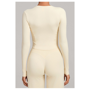 Aoyema Nuevo Estilo Top Deportivo de Yoga para Mujer, <span class=keywords><strong>Ropa</strong></span> Deportiva, Fitness, Entrenamiento, Ajuste Delgado, Top Corto de Yoga, Manga Larga para Gimnasio - Product Image 3