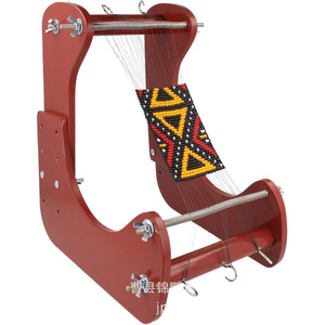 Machine à tisser manuelle en bois, support réglable pour perlage de bracelets, outil de bijouterie DIY, usage domestique, forme rectangulaire, couleur bois naturel - Product Image 5