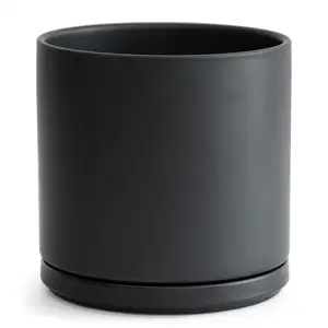 Supplier Pots with Drainage Hole and Saucer Indoor Cylinder Round Black Planter Pot Vases Decor