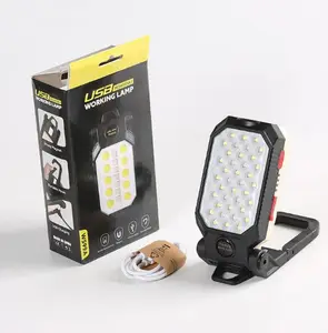 Lampe de travail COB Portable à lumière LED, variateur, rechargeable par Usb, avec aimant et crochet, nouveau