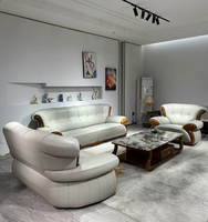 Set Sofa Seksional Bentuk L Gaya Eropa Mewah Modern dengan Rangka Kayu Solid Kulit PU Nyaman untuk Apartemen & Hotel