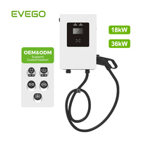 Station de recharge pour véhicules électriques EVEGO Hotel 18kW IP55 3 phases 208V Grid CCS2 RGB LED Smart EV DC Wallbox avec écran tactile 7 pouces OCPP 2.0.1 Nouveau