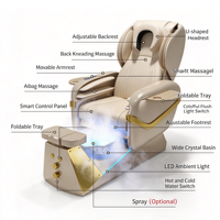 Fauteuil de pédicure électrique de luxe avec bassin à pieds en cristal, lumière ambiante LED, massage complet du corps, fauteuil inclinable pour soins des pieds en salon