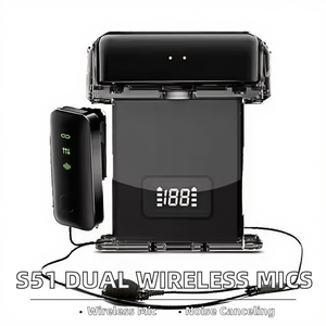 S51 Dual <b>Wireless</b> Omni-directional Lavalier <b>Microphone</b> with Type C Charging Case and Noise Cancelling Tie Clip Design - Product Image 2