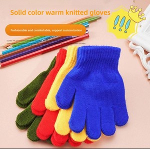 Gants en acrylique <span class=keywords><strong>à</strong></span> doigts entiers pour enfants, couleur unie, <span class=keywords><strong>mitaines</strong></span> de ski tricotées, gants chauds pour un usage quotidien pour les garçons <span class=keywords><strong>et</strong></span> les filles - Product Image 4