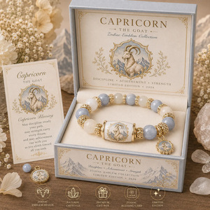 Pulsera <span class=keywords><strong>con</strong></span> cuentas de la serie Zodiac, 12 constelaciones, colgante de oro <span class=keywords><strong>con</strong></span> piedra natural, joyería para muñeca para mujer, accesorio de cumpleaños <span class=keywords><strong>con</strong></span> caja de regalo - Product Image 3