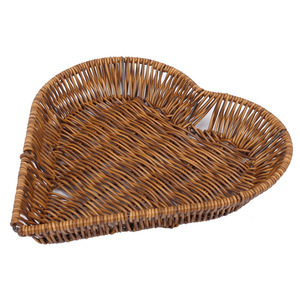 Cesta tejida de imitación de ratán en forma de corazón, tamaño M, cesta para almacenamiento de alimentos, cesta para refrigerios, diseño creativo hecho a mano - Product Image 4