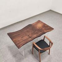 Ensemble de table à manger en bois massif moderne en noyer de Californie avec plateau en résine époxy cristalline pour la maison ou le bureau, prix d'usine