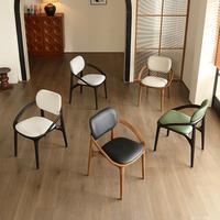 Fauteuil de salle à manger en bois de frêne massif, design italien minimaliste et moderne, revêtement en cuir, durable et stable, idéal pour appartement et usage commercial