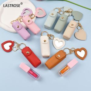 Nuevo y Popular Estuche para Lápiz Labial con Espejo de Maquillaje, Porta Brillo Labial, Llavero de Cuero PU, Porta Bálsamo Labial - Product Image 2