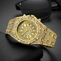 Montre pour hommes Hip Hop à la mode plein cristal chiffres arabes cadran Unique luxe Bling montre-bracelet pour hommes élégant Streetwear accessoire