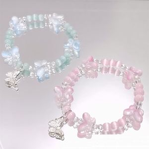 Trendy Fantasy Popcorn Cracked <b>Crystal</b> Beads <b>Bracelet</b> Butterfly Charm Gradient Color Women Friendship <b>Bracelets</b> Jewelry Gift - Product Image 5