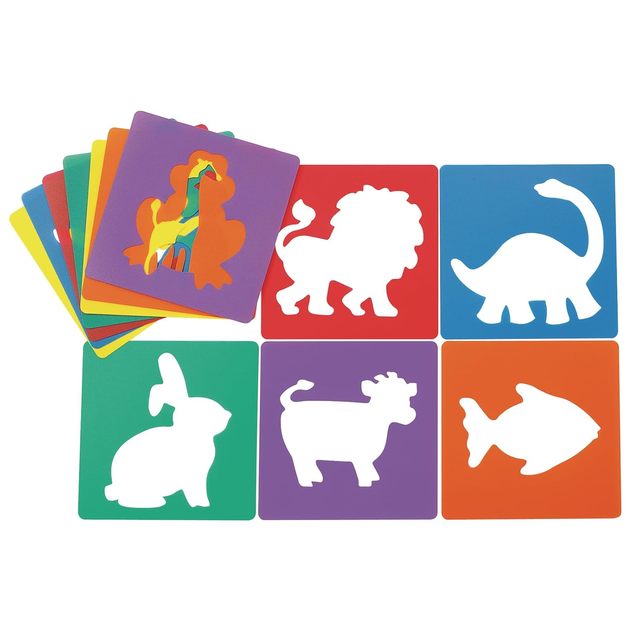 Animal Shape Stencils Set of 12 8x8 in PP Plastic Environmentally Friendly Non-toxic Stencils for Kids Arts and Crafts